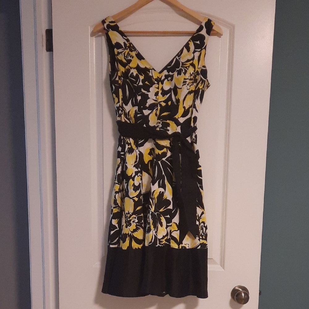Floral Yellow and Black Dress